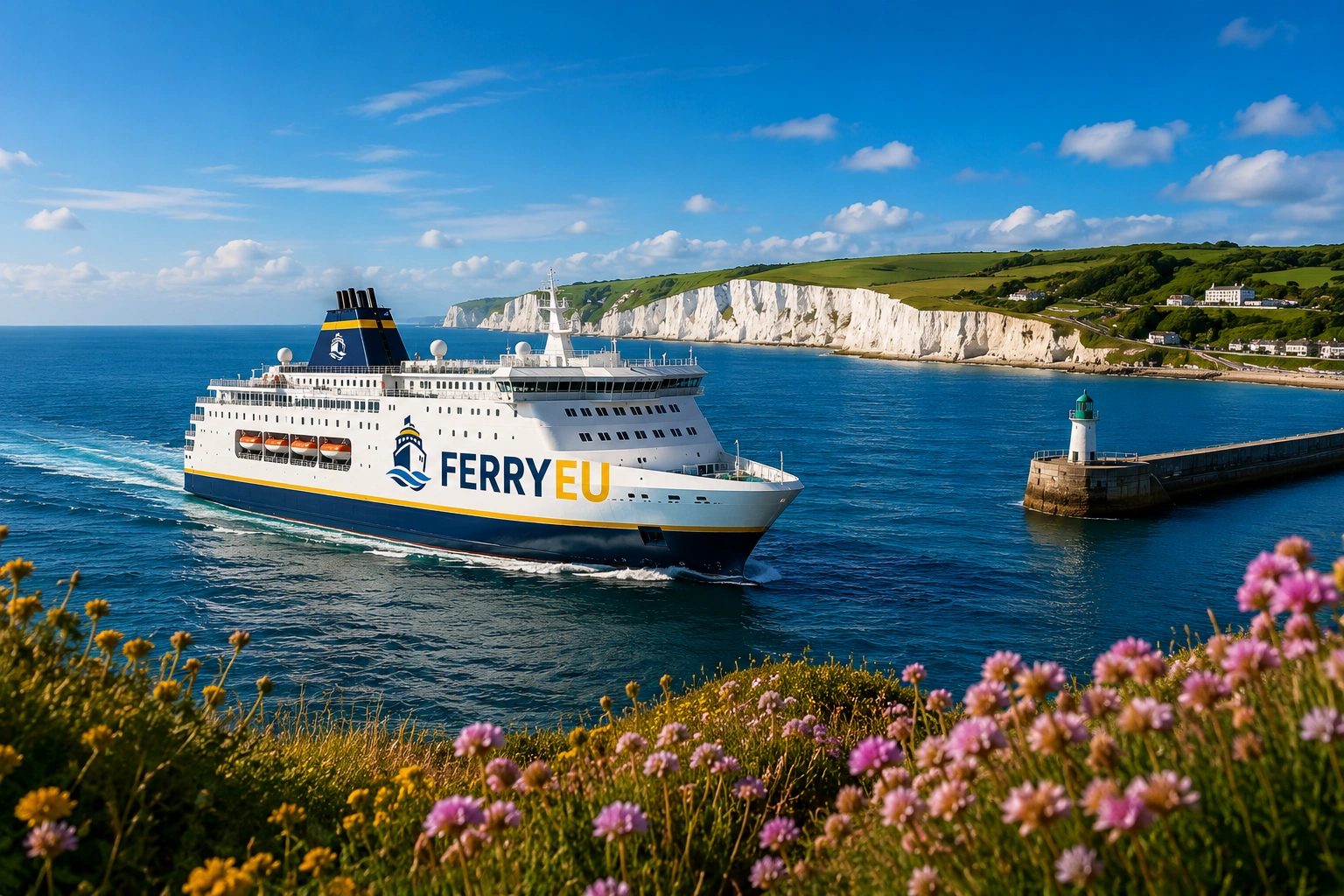 Ferge i en europeisk havn