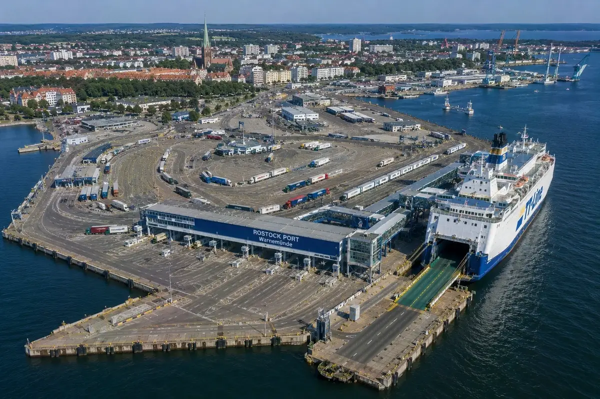 Rostock fergehavn i nordlige Tyskland