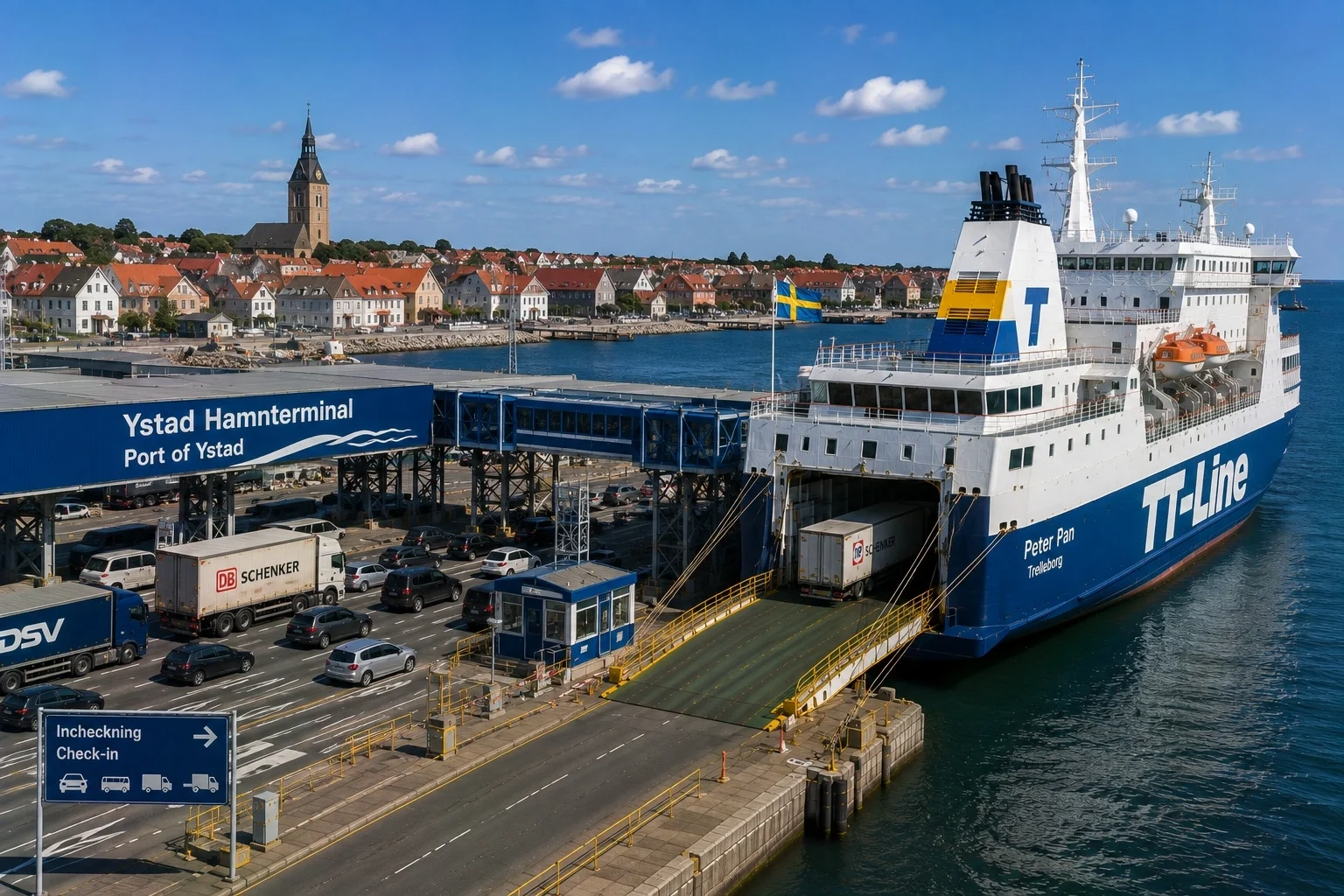 Ystad fergehavn i sørlige Sverige