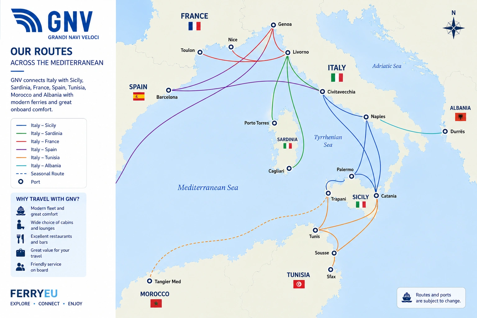 Grandi Navi Veloci (GNV) – fergeselskap og reiseguide